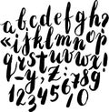 Ink hand drawn alphabet. Vector illustration. Brush painted letters. ABC Painted Letters. Modern Brushed Lettering. Painted