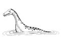 Ink hand drawn vector sketch of isolated object. Loch Ness ancient Nessie monster animal, Scotland symbol. Dinosaur