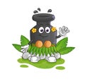 Ink hawaiian waving character. cartoon mascot vector