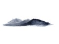 Ink landscape mountain fog . Traditional oriental. asia art style.isolated on a white background Royalty Free Stock Photo