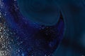 Ink and liquid blue color made effect of the outer space with tiny planets unusual abstract wallpaper Royalty Free Stock Photo