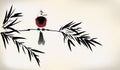 Ink painted bamboo and bird Royalty Free Stock Photo