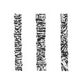 Ink painted grunge dirty borders set. Isolated hand drawn illustration, black texture brush strokes ornament Royalty Free Stock Photo