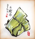 Ink Painting of Chinese Rice Dumpling Royalty Free Stock Photo