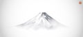 Ink painting of Fujiyama mountain on white background. Traditional oriental ink painting sumi-e, u-sin, go-hua