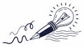 Ink pen idea flow Lightbulb with ink pen, writing process and creative expression. Vector Design, Generative AI