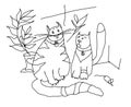 two cats cartoon illustration