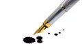 Ink-pen and ink blot Royalty Free Stock Photo