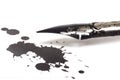 Ink pen and ink blot Royalty Free Stock Photo