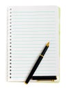 Ink pen on lined notepad Royalty Free Stock Photo