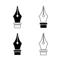 Ink Pen Nib Solid Icons Writing Collection Royalty Free Stock Photo