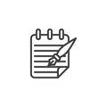 Ink pen and notepad paper line icon Royalty Free Stock Photo