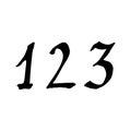Ink Pen numbers 123. Text isolated on white background. Vector illustration. EPS10