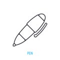 Ink pen. Outline icon. Vector illustration. Ballpoint pencil or felt pen. Symbols of business, finance and education.