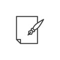 Ink pen and paper line icon Royalty Free Stock Photo