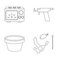 Ink, piercing machine and other equipment. Tattoo set collection icons in outline style vector symbol stock illustration Royalty Free Stock Photo