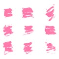 Ink pink blot set. Abstract stain. Isolate on a white background