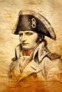 Ink portrait of Napoleon Bonaparte on aged paper