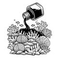 Ink Spill Threatens Coral Reef Ecosystem Royalty Free Stock Photo