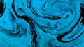 Ink psychedelic black paints mixed in abstract patterns in blue liquid Royalty Free Stock Photo