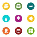 Ink ribbon icons set, flat style