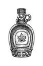 Ink sketch of maple syrup bottle. Royalty Free Stock Photo