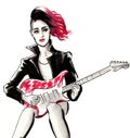 Punk girl with a guitar Royalty Free Stock Photo