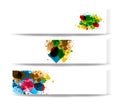 Ink splash banner set. Color concept geometric design. Colorful paint waterdrop jpeg illustration