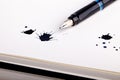 Ink splats with fountain pen Royalty Free Stock Photo