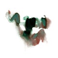 Ink splatter watercolour dye liquid watercolor macro spot blotch brown green texture isolated on white background