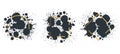 Ink spots frames. Abstract ink splatters, black paint splash and drops borders. Writing ink grunge drops frame silhouettes flat Royalty Free Stock Photo