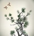 Ink style Pine Tree Royalty Free Stock Photo
