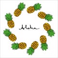 Ink vector coloured pineapple frame in original