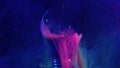 ink water drop broken light bulb pink blue smoke