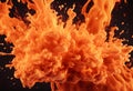 Ink water explosion effect. Orange fire flames Royalty Free Stock Photo