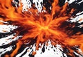 Ink water explosion effect. Orange fire flames Royalty Free Stock Photo