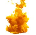 Ink in water. Yellow ink splash Royalty Free Stock Photo