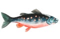 Watercolor salmon fish