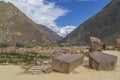 Inka misana, Inca Fortress with Terraces and Temple Hill in Ollantaytambo, Cusco Royalty Free Stock Photo