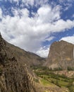 Inka misana, Inca Fortress with Terraces and Temple Hill in Ollantaytambo, Cusco Royalty Free Stock Photo