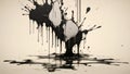 The inkblot appears to drip and , almost as if it were melting, creating a sense of unease and intrigue. minimal 2d Royalty Free Stock Photo