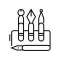 Inking pens line icon, concept sign, outline vector illustration, linear symbol.