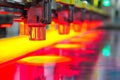 An inkjet printer with a wide print area during production. They utilize generative stock technology.
