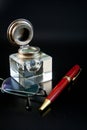 Inkpot and pen Royalty Free Stock Photo