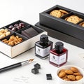Inks and Snacks in Elegant Settings Royalty Free Stock Photo