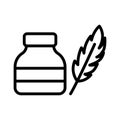 inkwell, ink, feather, write fully editable vector icon