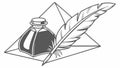 Inkwell and Quill on Pyramid Education Vector, vector design Generative AI Royalty Free Stock Photo