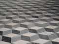 Inlaid geometric patterned stone or marble floor