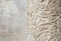Inlaid marble column of a romanesque medieval Italian church Tuscany - Pisa Royalty Free Stock Photo