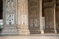 Inlaid marble inside of columns with arches at the Khas Mahal in Red Fort Delhi, India